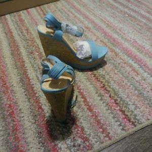 Liliana Shoes - Blue Wedge Sandals Liliana Shoes - Blue Wedge Sandals